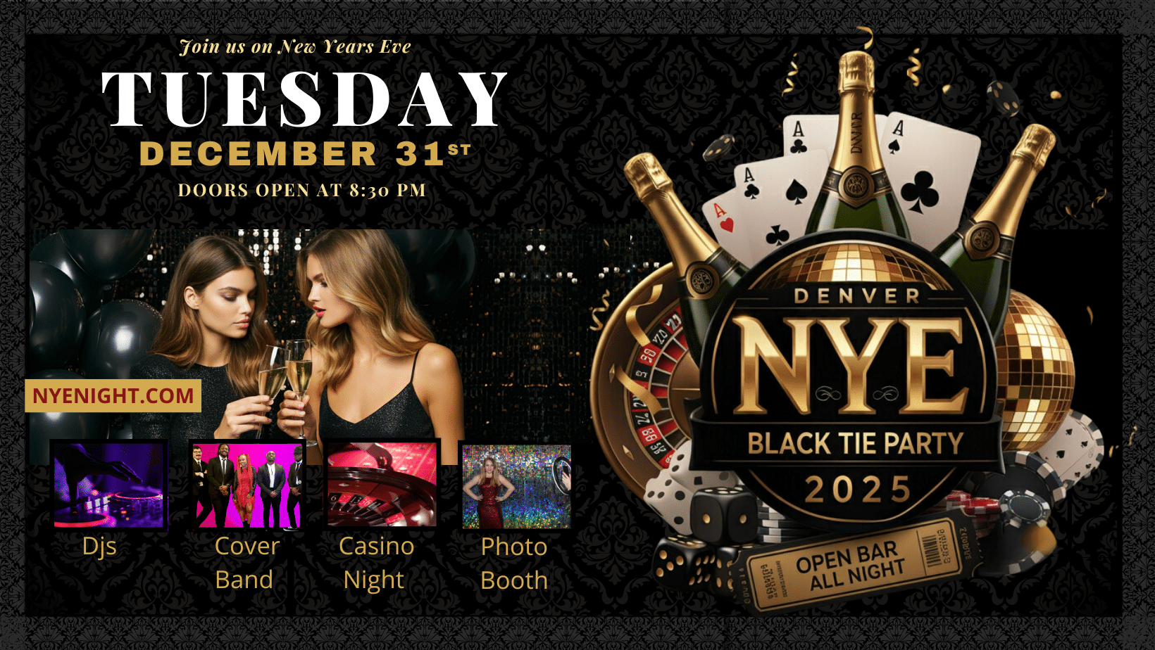 Denver NYE Black Tie Party 2025 Flyer